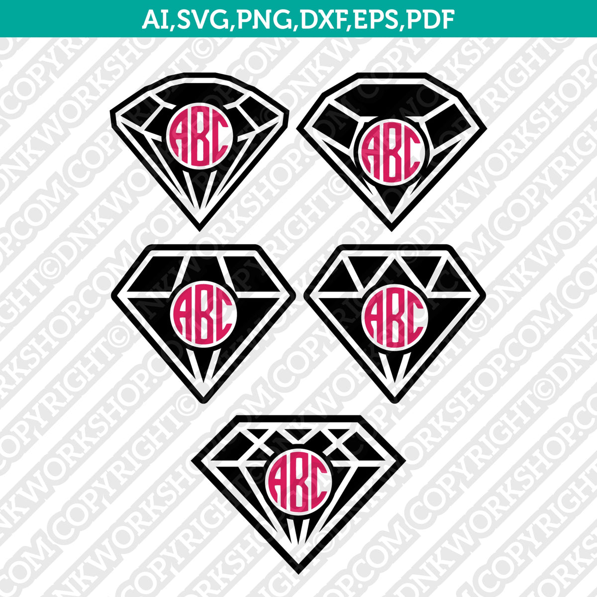 Diamond Split Monogram Frame Crystal SVG Cut File Vector Cricut ...