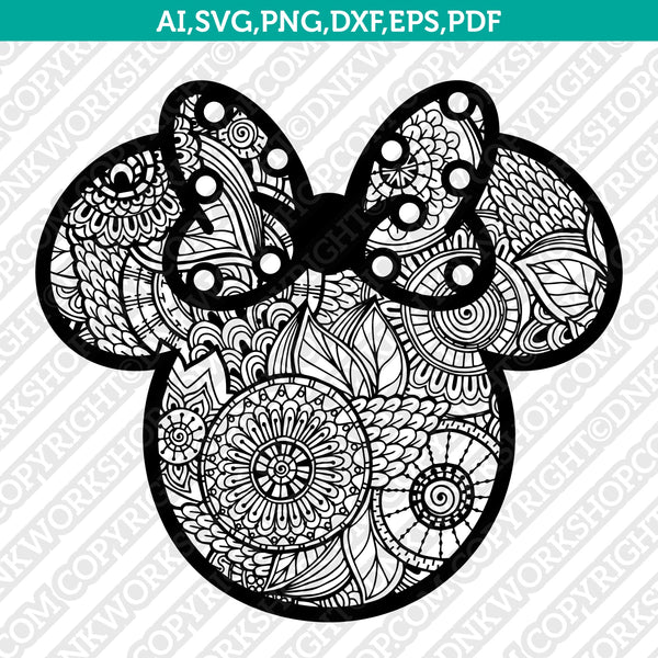 Mickey Minnie Mouse Mandala Zentangle Svg Laser Cut File Cnc Plasma Cricut Dnkworkshop