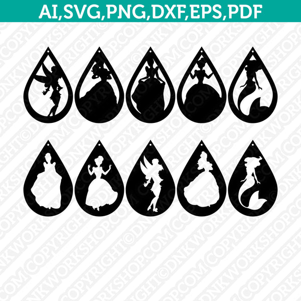 Download Princess Earring Template Svg Vector Cricut Laser Cut File Clipart Png Dnkworkshop
