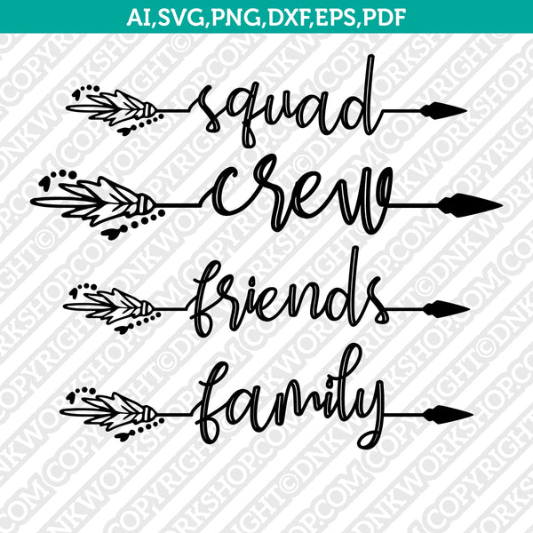 Download Family Squad Crew Friends Arrow Boho Words Svg Cricut Cut File Clipart Dnkworkshop