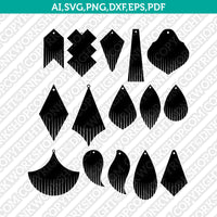 Fringe Acrylic Wood Leather Earring Template SVG Laser Cut File Vector ...