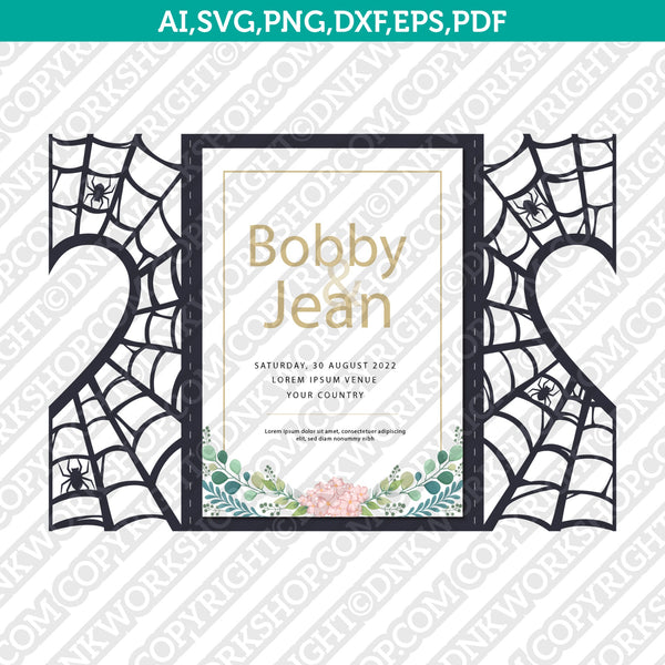Download Gothic Spider Web Halloween Gate Fold Lace Wedding Invitation Template Dnkworkshop