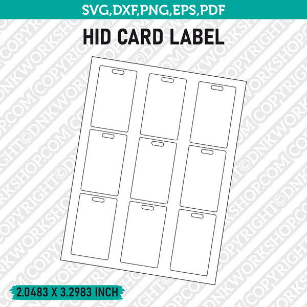 HID Card Label Template SVG Vector Cricut Cut File Clipart Png Eps Dxf ...
