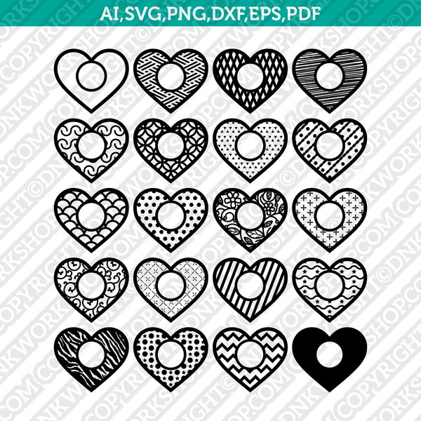 Mini Hearts Pattern Digital Paper Cut File - SVG PNG DXF JPG