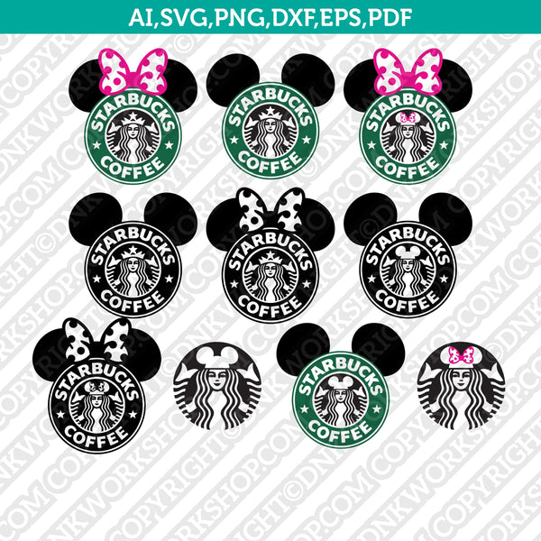 Mickey Minnie Starbucks SVG Tumbler Mug Sticker Decal Cricut Cut File