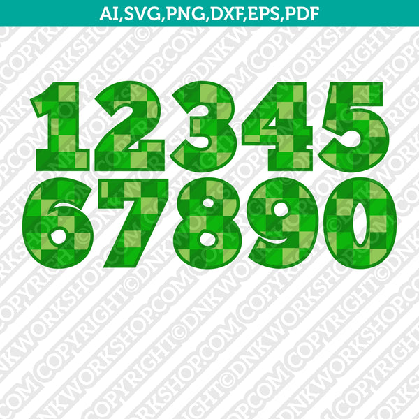 Download Mine Pattern Theme Minecraft Numbers Svg Vector Cricut Laser Cut File Dnkworkshop