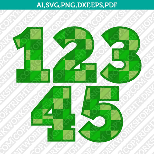 Download Mine Pattern Theme Minecraft Numbers Svg Vector Cricut Laser Cut File Dnkworkshop