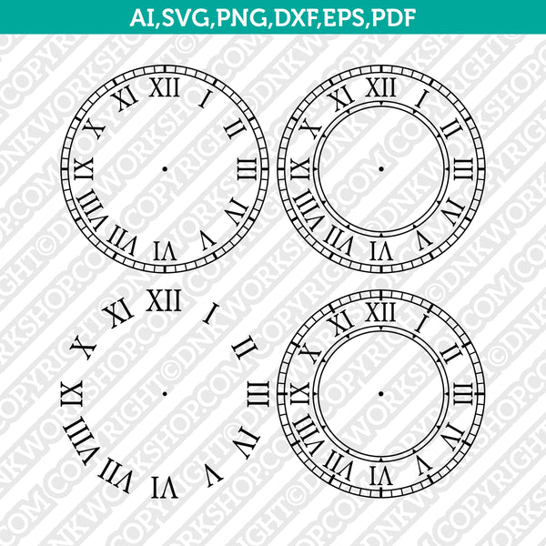 Download Roman Numeral Vintage Clock Face Template Svg Cricut Cut File Stencil Dnkworkshop