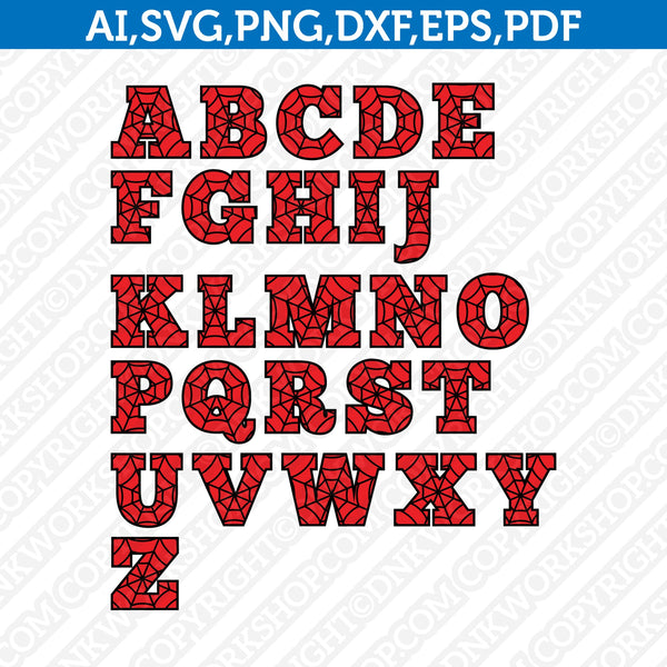 Download Spiderweb Spiderman Letters Alphabet Svg Vector Cricut Cut File Clipart Png Dxf Eps Dnkworkshop