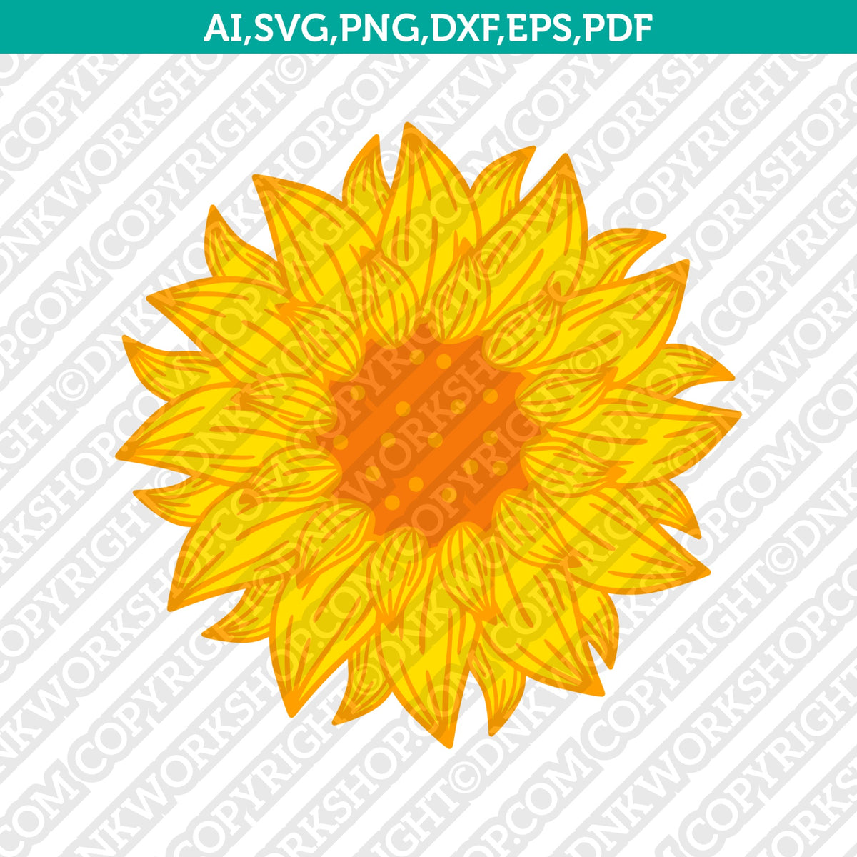 Flower Sunflower SVG Cut File Cricut Vector Sticker Decal Dxf PNG Eps