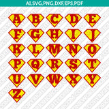 Superhero Superman Letters Font Alphabet SVG Vector Cricut Cut File ...