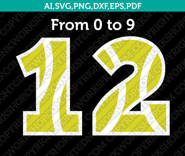 Jersey Team Sports Uniform Numbers 0 9 SVG Vector Cricut Cut File –  DNKWorkshop
