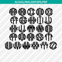 Three Letters Round Circle Monogram Font Alphabet Lettering SVG Vector ...