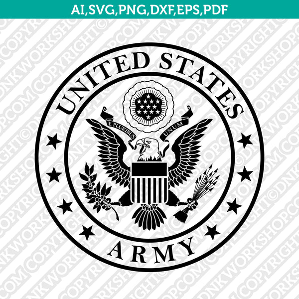 US Army Emblem Logo SVG Silhouette Cameo Cricut Cut File Vector Png Ep ...