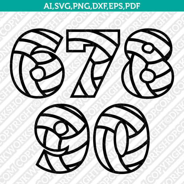Download Volleyball Numbers Svg Vector Silhouette Cameo Cricut Cut File Clipart Dnkworkshop