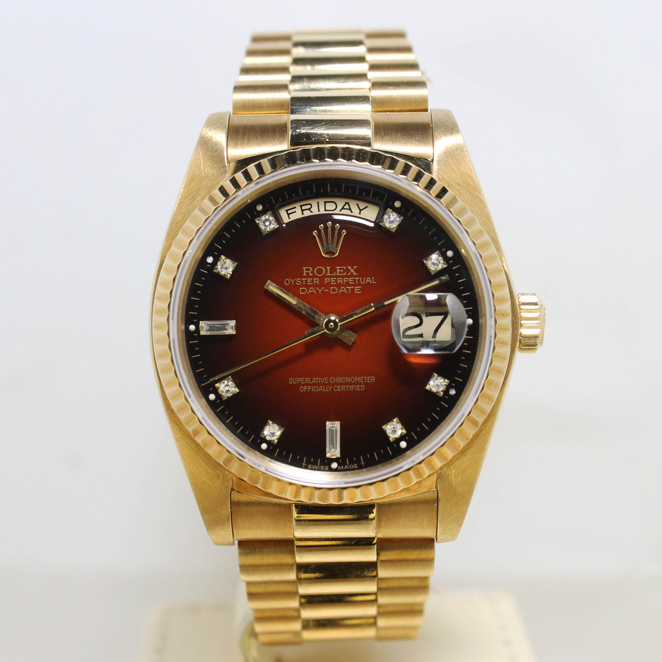 1983 Rolex Day Date Red Vignette Diamond Dial Ref. 18038 (with Papers ...