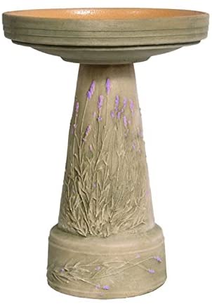 Purple Lavender Handcrafted Clay Birdbath Set – Made in