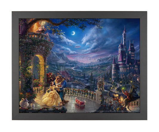 Thomas Kinkade Studios - Disney Beauty and The Beast's Winter Enchantment - Canvas Classics Classic Aged Bronze