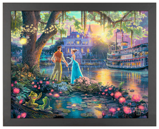 Disney – Tangled – Rapunzel & Flynn Rider – Dancing in the Corona Courtyard  - Thomas Kinkade – 7” x 5” Curved Acrylic Photo Print – Free Standing