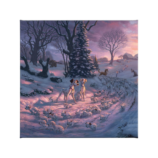 Thomas Kinkade Studios - Disney Beauty and The Beast's Winter Enchantment - Canvas Classics Classic Aged Bronze