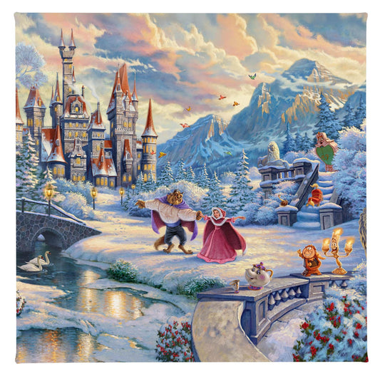 Thomas Kinkade Studios - Disney Beauty and The Beast's Winter Enchantment - Jewel Edition Art 18 x 27 / JE / Unframed