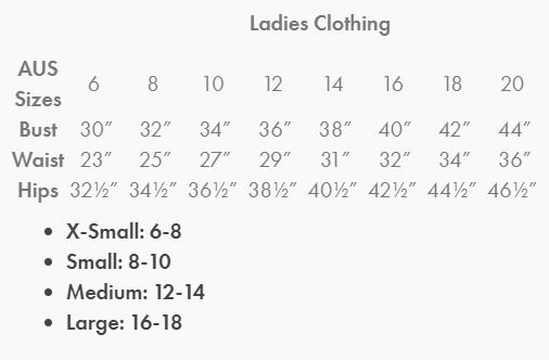 Celtic Co Ladies Size Guide