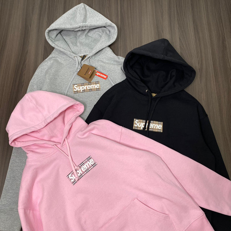 Supreme Burberry Box Logo Hooded Sweatshirt Black – Tenisshop.la