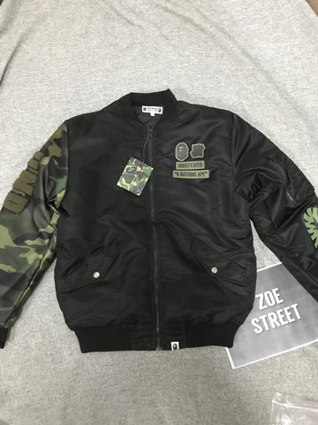 BAPE Undefeated Woodland Camo Sleeve Capsule Shark MA1 Bomber