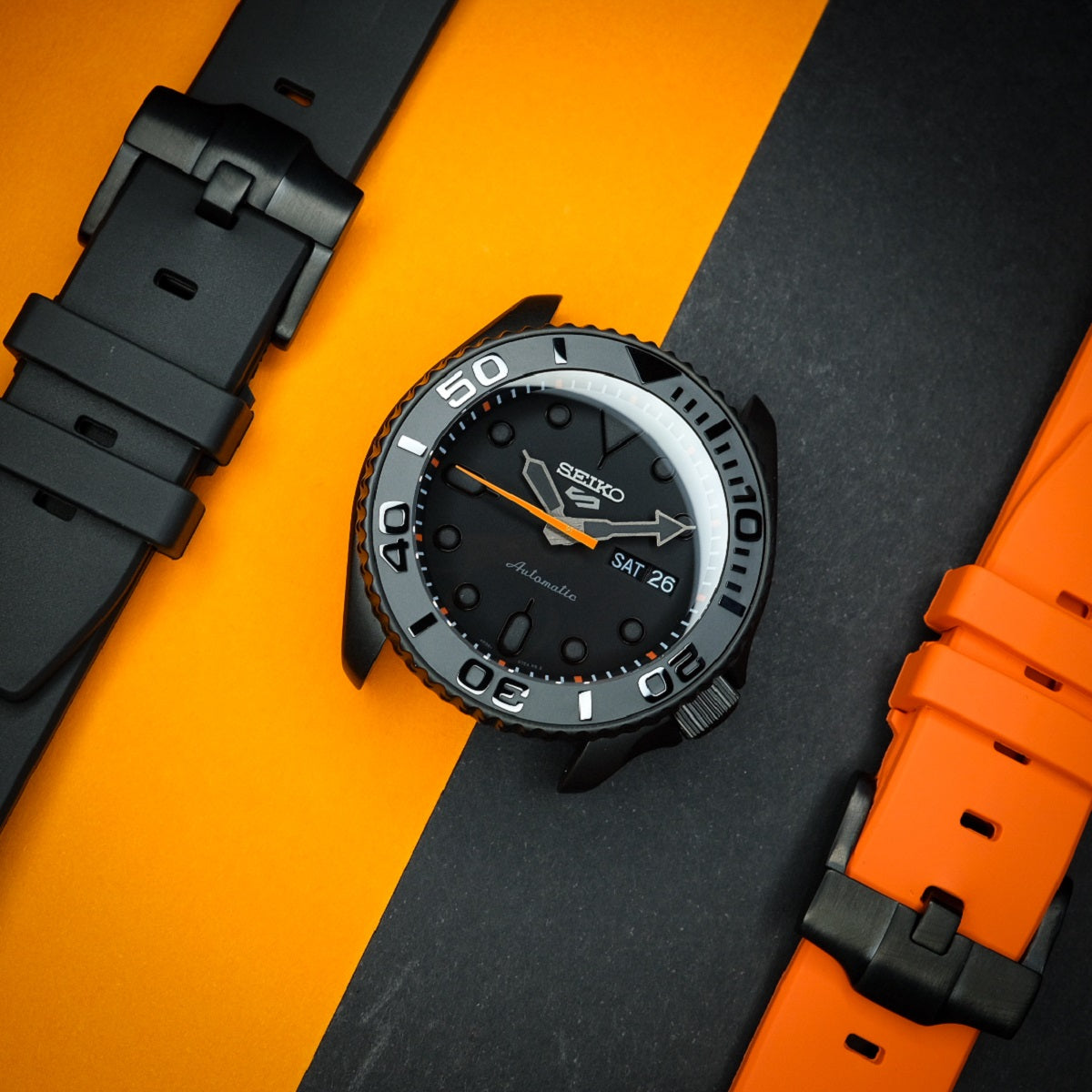 Blackout / Orange 5KX - A Modified Seiko SRPD79K1 – CS Watches