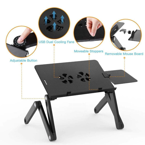Adjustable Foldable Laptop Stand with Mouse Stand - Portable Lightweight Laptop Tablet Table Desk