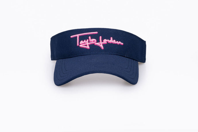 Women's Script Visor - Navy/Pink Hats Taylor Jordan Apparel 