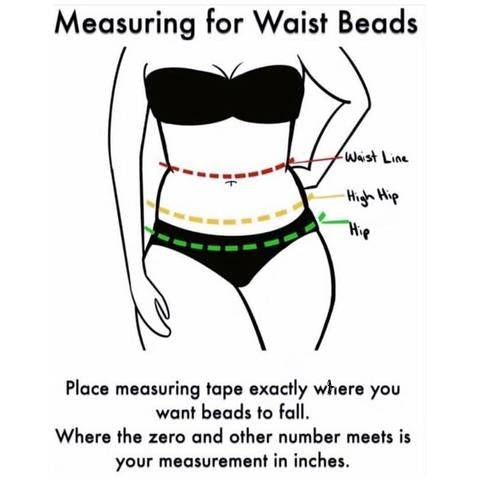 Waist beads measurement chart 