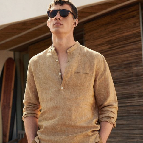 chemise en lin sable homme homère