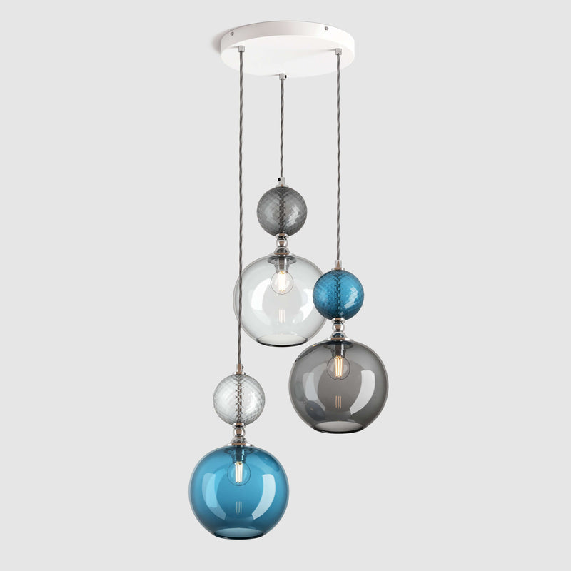 blue glass cluster pendant light