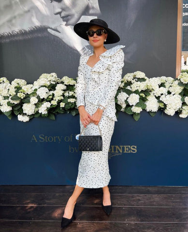 Grosgrain Hat wide-brimmed black boater Kate with Ms. Lydia Tomlinson in Royal Ascot 2023