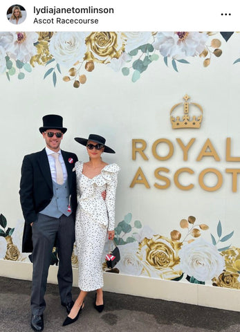 Grosgrain Hat wide-brimmed black boater Kate with Ms. Lydia Tomlinson in Royal Ascot 2023