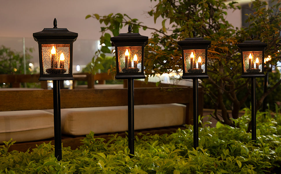 Garden Solar Lanterns Pathway Lights Flickering Lights
