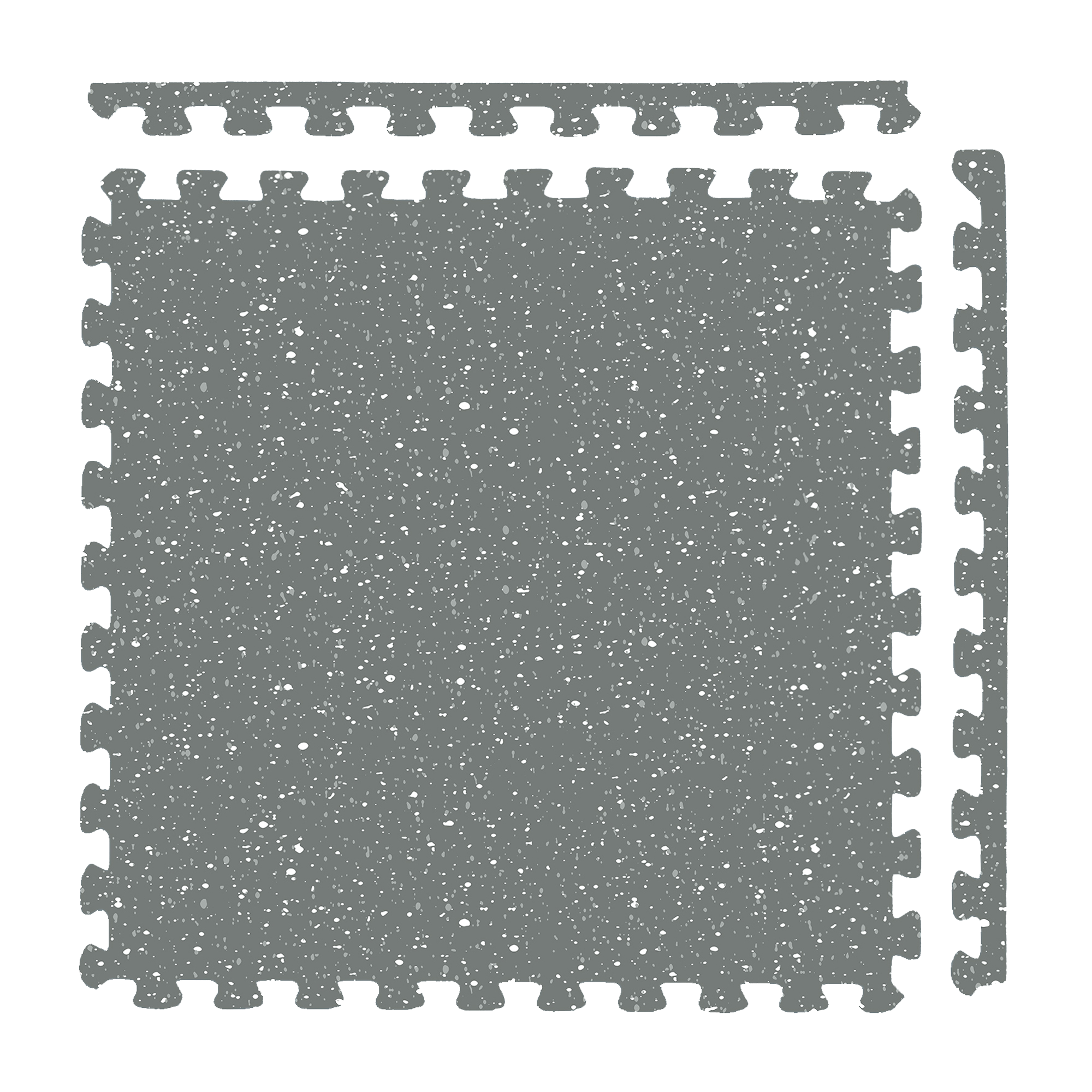 Interlocking foam floor mat with textured gray surface.