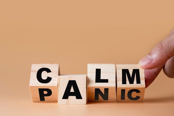 Blocks that spell out calm and panic