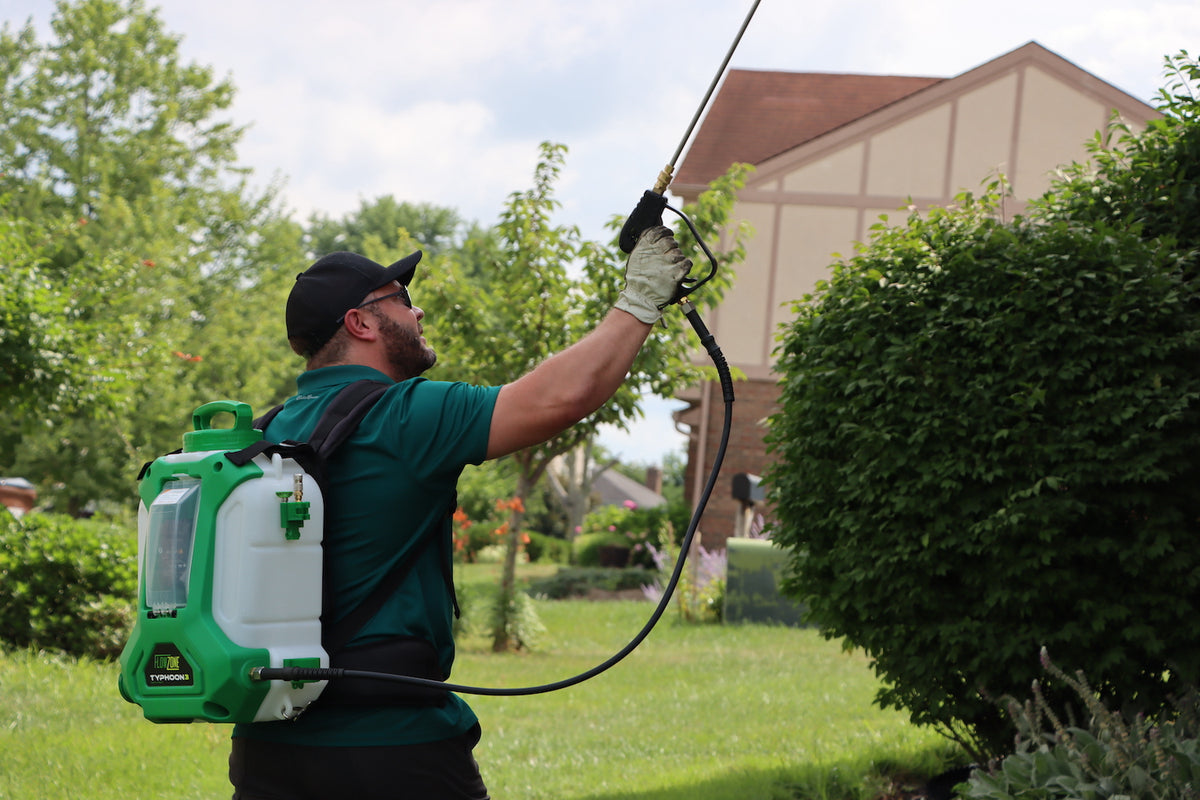 man with flowzone typhoon 3 backpack sprayer