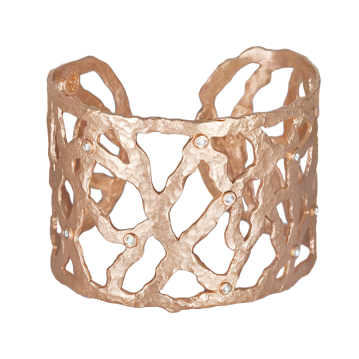 diamond openweave cuff bracelet in 18k rose gold by dominique cohen ...