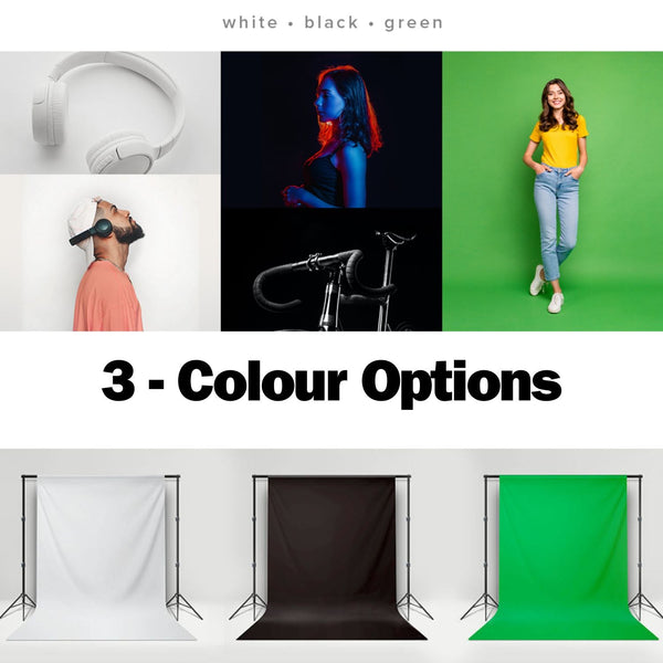 ProFlex Muslin Photo Backdrop - Versatile, Available in Green, White, Black for Photography & Video - mylensball.com.au