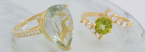 Joyas de anillos de lujo con piedras preciosas verdes