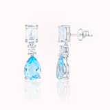 Unique earrings design with Natural swiss Blue Topaz Gemstones