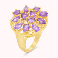 Unique Birthstone Jewelry Violet Lavender Amethyst Gemstone Ring In Sterling Silver & 14K Gold