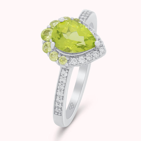 Elegante anillo de plata de ley con piedras preciosas de circón y peridoto verde natural, regalo de Navidad moderno con piedra natal de agosto, diseño único para el día a día