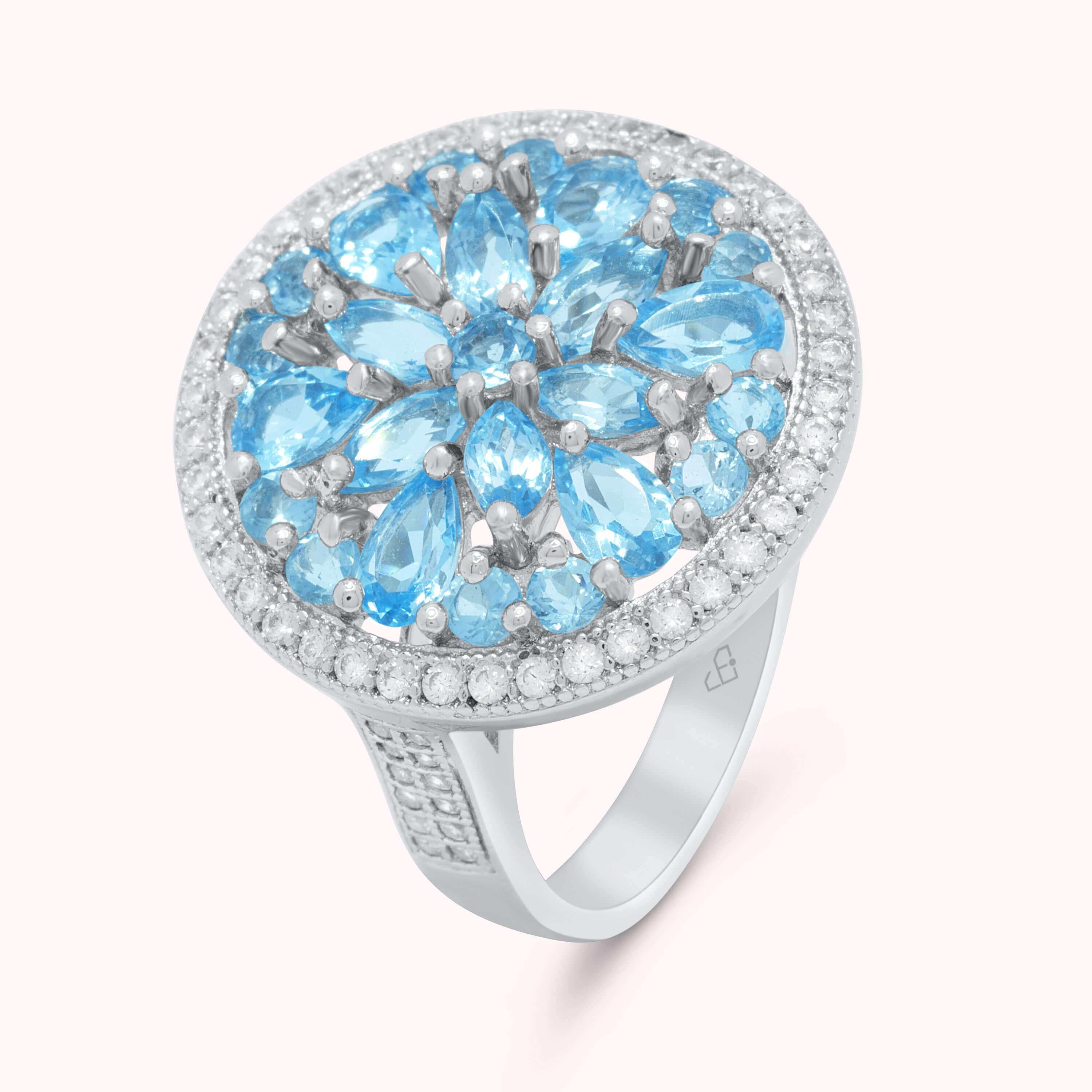 Lady Ring Swiss Blue Topaz Natural Gemstone