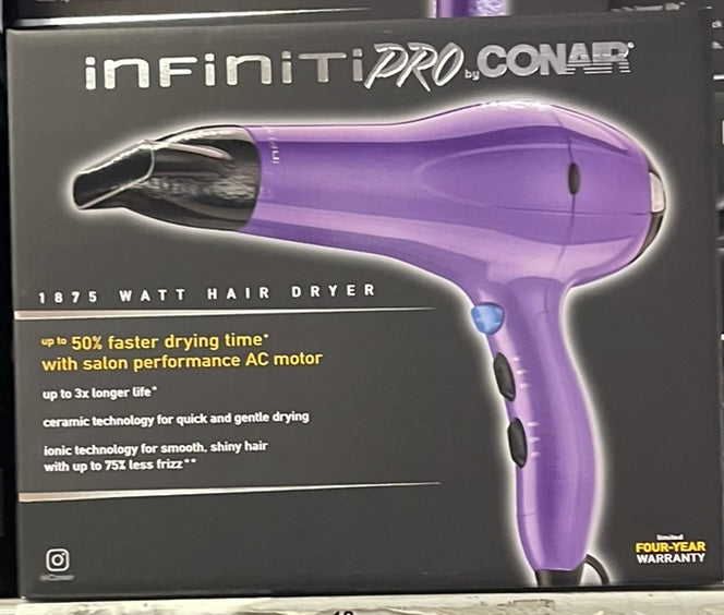 Conair Infiniti Pro Salon Performance Hair Dryer - 1875W - Purple – Dollar  Central Online