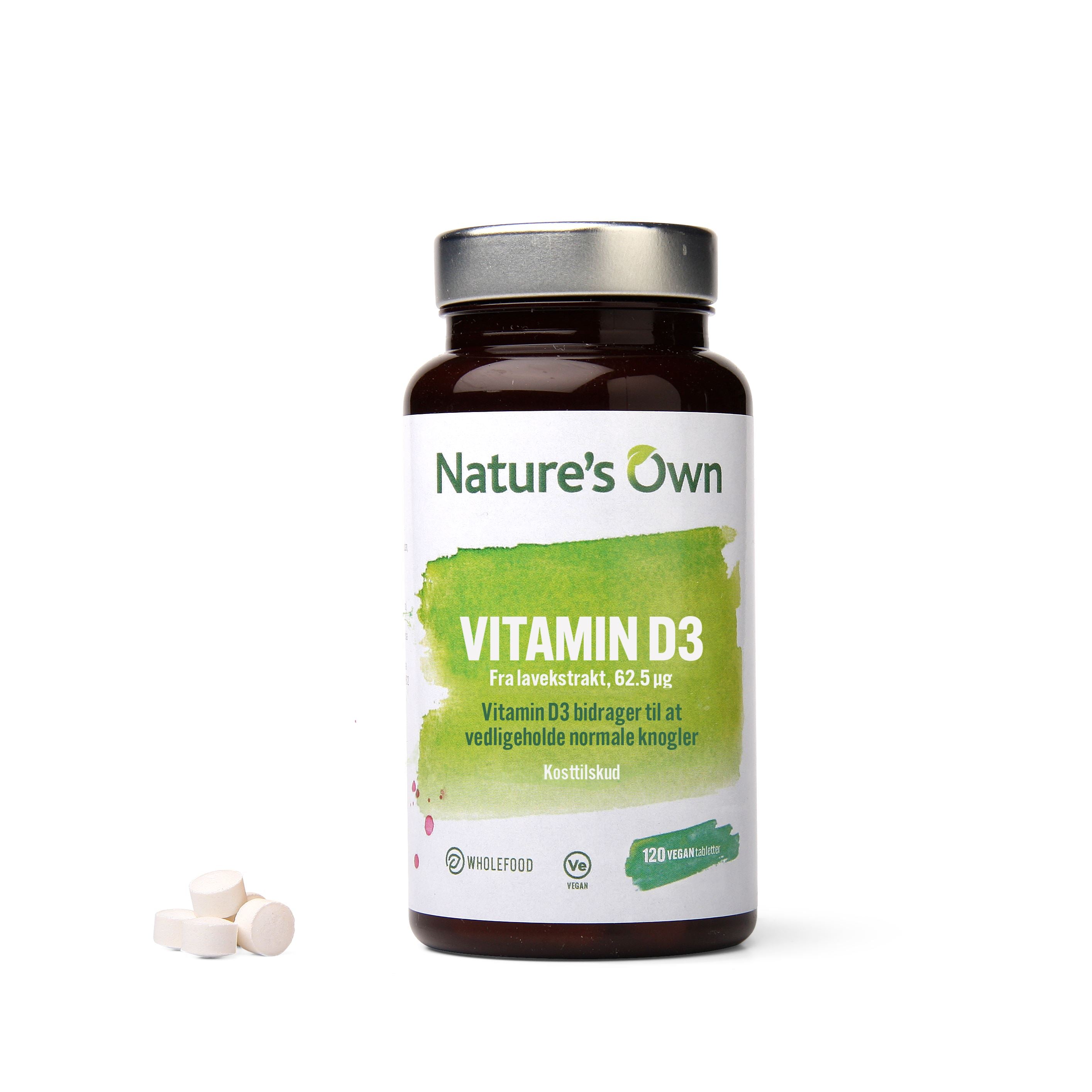 Se Natures Own - Nature's Own Vitamin D3 Vegan Udvundet Af Lavekstrakt - 120 Stk hos Suztain