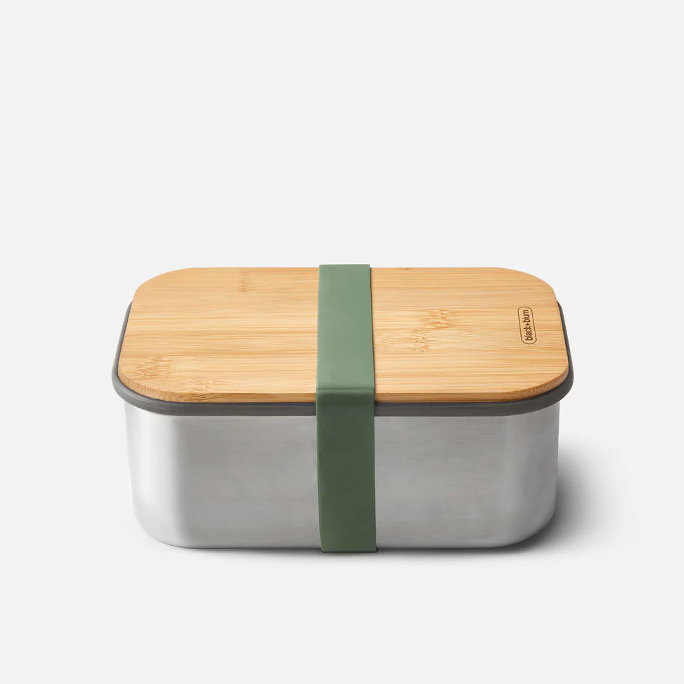 Se Black + Blum Stainless Steel Sandwich Box Large - Olive - Str. 1250ml - Madkasse hos Suztain